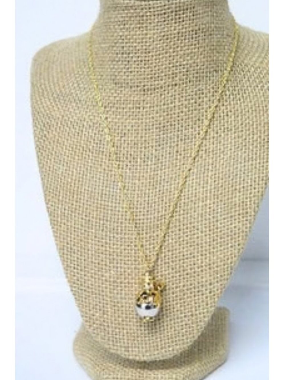 Snowman Pendant Necklace Gold Silver Tone Winter Holiday Estate Pendant